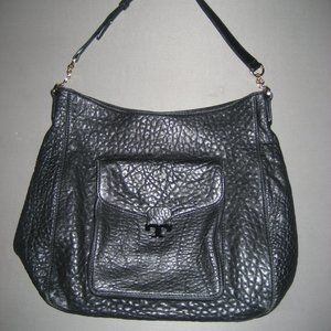 Tory Burch Black Lambskin Leather Hobo Bag
